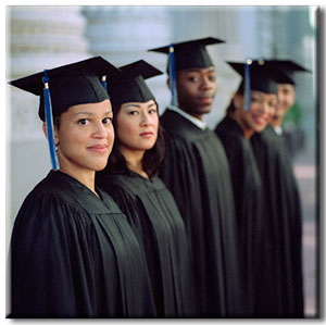 Students in graduation caps ready for commencement