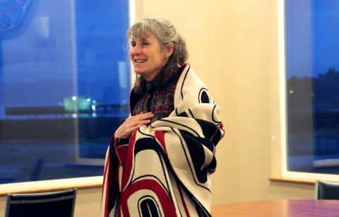  Patty Wood being honored for her service to the Board on Thursday, October 17, with a blanketing ceremony — a Native American tradition introduced to the Board by Chair Bill Kallappa II, a member of the Makah Tribe.