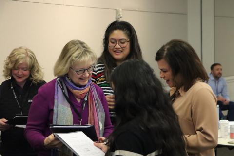 Board member Mary Fertakis works with representatives from different organizations during a FutureReady Task Force Meeting on March 21, 2025. 